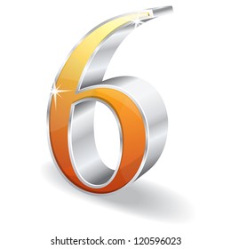 3d Glossy Six 6 Number