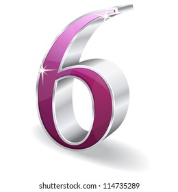 3d Glossy Six 6 Vector