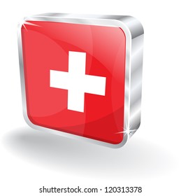 3d Glossy Swiss Flag Vector Icon