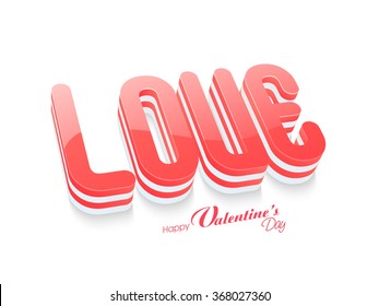 3D glossy text Love on white background for Happy Valentine's Day celebration.