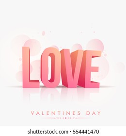 3D glossy Text Love on Hearts decorated background for Happy Valentine's Day Celebration.