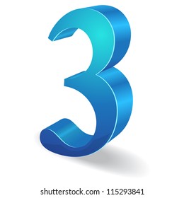 3d Glossy Three 3  Number  Vector