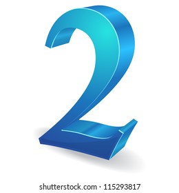 3d Glossy Two 2 Number  Vector