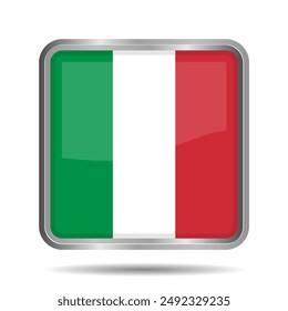 3D Glossy Vector Illustration of Italy's Flag, Rectangular or Square Shape, Scalable EPS File