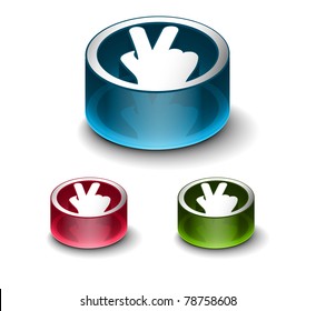3d glossy victory web icon, includes 3 color versions.