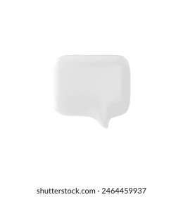 Burbuja de voz blanca brillante 3D, nube cuadrada de diálogo, icono de Vector de mensaje de chat. Procesar rectángulo de volumen con las esquinas redondeadas burbuja de texto aislada. ventana parlante 3d, cuadro de charla