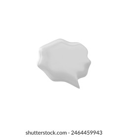 Burbuja de voz blanca brillante 3D con borde ondulado, Ilustración vectorial de la nube de diálogo. Representar burbuja de texto de forma redondeada de volumen. Icono de mensaje de chat. ventana parlante 3d, textura plástica de la caja de charla