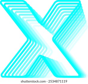 3D Glow Neon Line Letter Alphabet Vector Element X