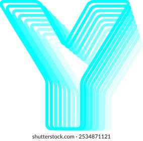 3D Glow Neon Line Letter Alphabet Vector Element Y