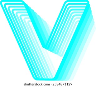 3D Glow Neon Line Letter Alphabet Vector Element V