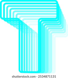 3D Glow Neon Line Letter Alphabet Vector Element T