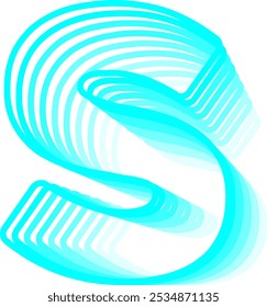 3D Glow Neon Line Letter Alphabet Vector Element S