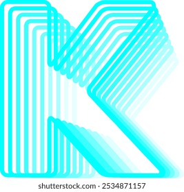3D Glow Neon Line Letter Alphabet Vector Element K