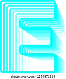 3D Glow Neon Line Letter Alphabet Vector Element E