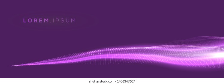 fondo de partículas de onda digital abstracta resplandeciente 3D. Ilustración vectorial futura. Concepto de fondo tecnológico. Antecedentes abstractos.