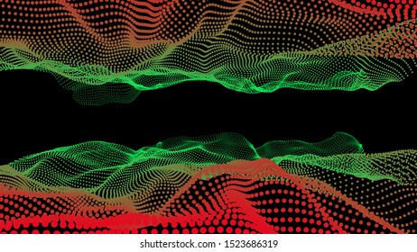3D glowing abstract digital wave particles. Futuristic vector illustration. HUD element. Technology concept. Abstract background.