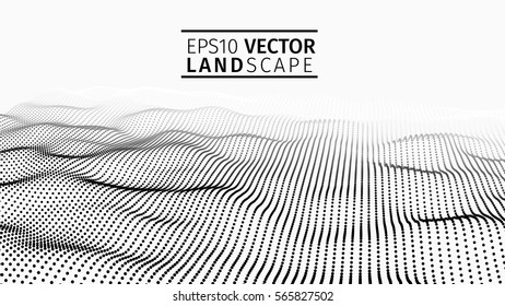 3D glowing abstract digital wave particles. Futuristic vector illustration. HUD element. Technology concept. Abstract background.