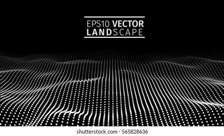 Partículas de onda digital abstracta 3D brillantes. Ilustración vectorial futurista. Elemento HUD. Concepto tecnológico. Antecedentes abstractos.
