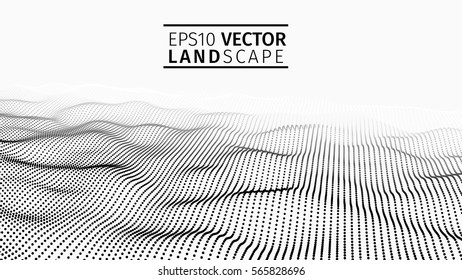 3D glowing abstract digital wave particles. Futuristic vector illustration. HUD element. Technology concept. Abstract background.