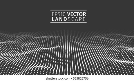 3D glowing abstract digital wave particles. Futuristic vector illustration. HUD element. Technology concept. Abstract background.