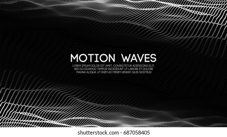 3D glowing abstract digital wave particles. Futuristic vector illustration. HUD element. Technology concept. Abstract background.