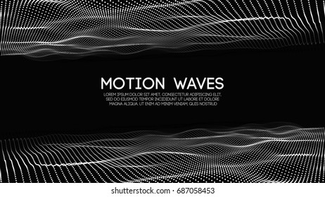 3D glowing abstract digital wave particles. Futuristic vector illustration. HUD element. Technology concept. Abstract background.