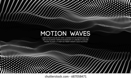 3D glowing abstract digital wave particles. Futuristic vector illustration. HUD element. Technology concept. Abstract background.
