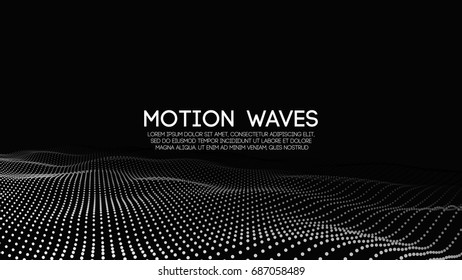 3D glowing abstract digital wave particles. Futuristic vector illustration. HUD element. Technology concept. Abstract background.