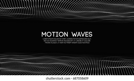 3D glowing abstract digital wave particles. Futuristic vector illustration. HUD element. Technology concept. Abstract background.