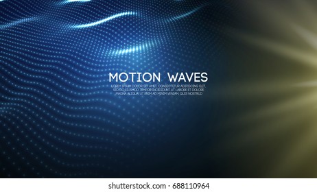 3D glowing abstract digital wave particles. Futuristic vector illustration. HUD element. Technology concept. Abstract background.