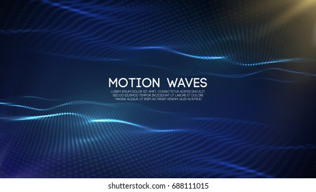 3D glowing abstract digital wave particles. Futuristic vector illustration. HUD element. Technology concept. Abstract background.