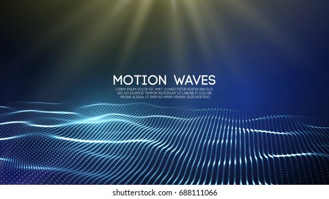 3D glowing abstract digital wave particles. Futuristic vector illustration. HUD element. Technology concept. Abstract background.