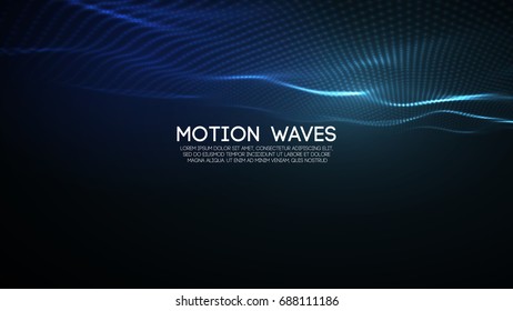 3D glowing abstract digital wave particles. Futuristic vector illustration. HUD element. Technology concept. Abstract background.