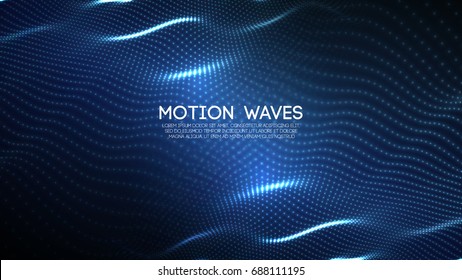 3D glowing abstract digital wave particles. Futuristic vector illustration. HUD element. Technology concept. Abstract background.