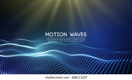 3D glowing abstract digital wave particles. Futuristic vector illustration. HUD element. Technology concept. Abstract tech ppt background.