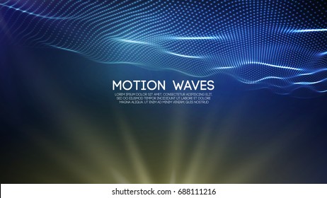 3D glowing abstract digital wave particles. Futuristic vector illustration. HUD element. Technology concept. Abstract background.