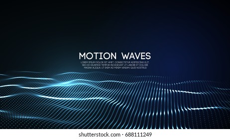 3D glowing abstract digital wave particles. Futuristic vector illustration. HUD element. Technology concept. Abstract background.