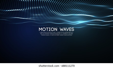 3D glowing abstract digital wave particles. Futuristic vector illustration. HUD element. Technology concept. Abstract background.