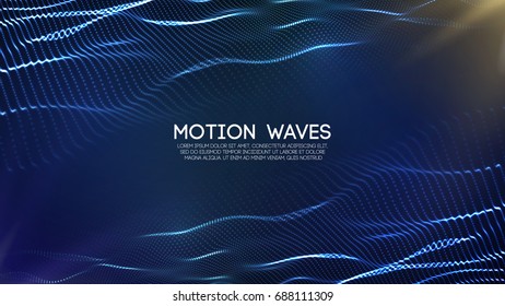 3D glowing abstract digital wave particles. Futuristic vector illustration. HUD element. Technology concept. Abstract background.