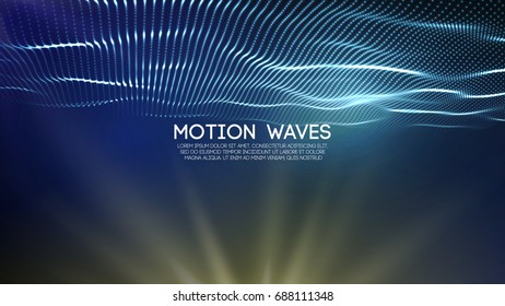3D glowing abstract digital wave particles. Futuristic vector illustration. HUD element. Technology concept. Abstract background.