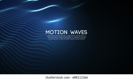 3D glowing abstract digital wave particles. Futuristic vector illustration. HUD element. Technology concept. Abstract background.