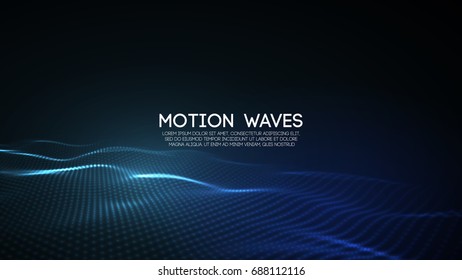 3D glowing abstract digital wave particles. Futuristic vector illustration. HUD element. Technology concept. Abstract background.