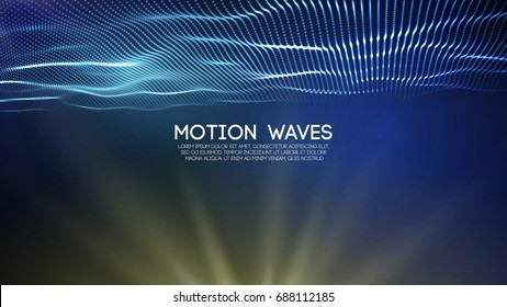 3D glowing abstract digital wave particles. Futuristic vector illustration. HUD element. Technology concept. Abstract background.