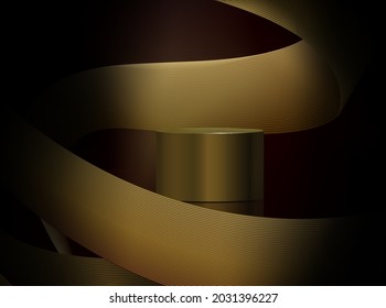 3D leuchtende abstrakte Wellenpartikel. Vektorgrafik. Luxus-Konzept. Abstrakter Hintergrund.