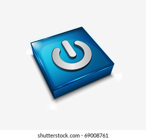 3d Glowing Power On Or Off Button Vector Element Design.