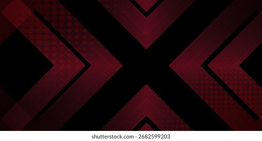 3D brilhante vermelho techno abstrato fundo sobrepor camada no espaço escuro com letra x efeito decoração.