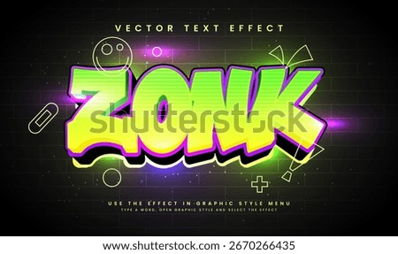 3d Glowing Zonk Style Editable Vector Text Effect Neon Glow