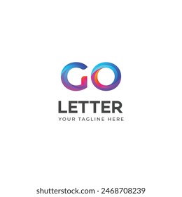 3D GO, OG letter logo design template elements. Modern abstract digital alphabet letter logo.