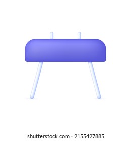 3D Goat gymnastic isolated on white background. Gymnast or gym equipment symbol. Sport concept. Pommel horse. Can be used for many purposes. Trendy and modern vector in 3d style.
