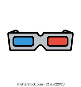 3d Goggle Icon. Editable Bold Outline With Color Fill Design. Vector Illustration.